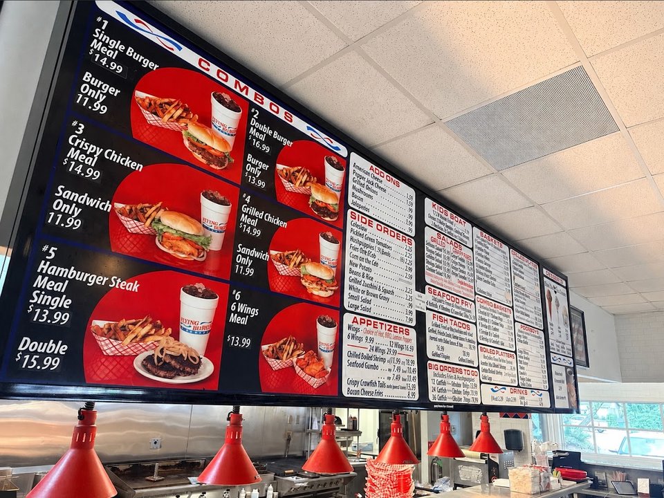 Counter service area with casual seating nearby.